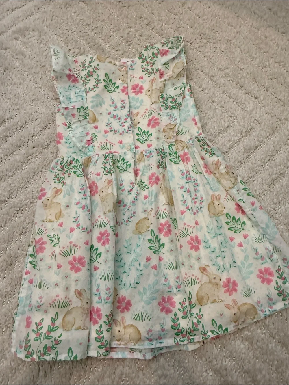 NWT - The Children's Place Pink Floral Bunny Ruffle Dress with Bows -Size 4T